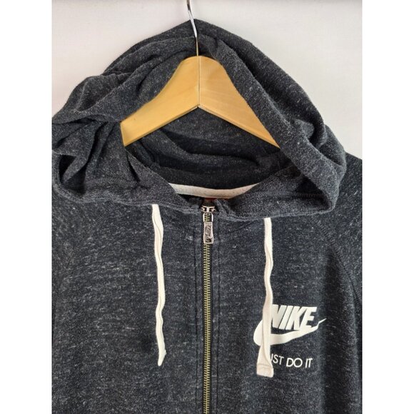 Nike Just Do It Women's Hoodie Jacket Size Large Gray Long Sleeve Shirt Jacket - Picture 2 of 11
